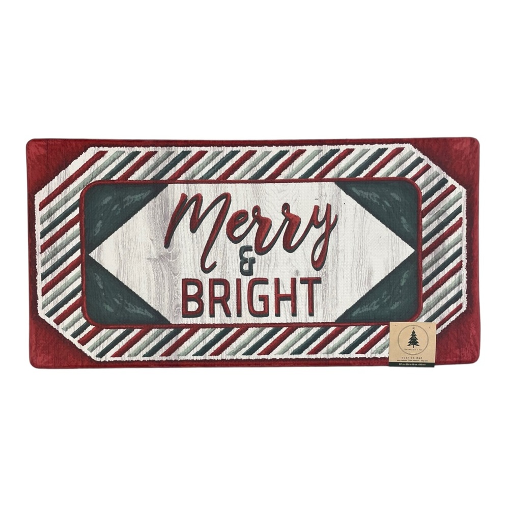 Merry & Bright 20”x40” Anti-Fatigue Christmas Kitchen Decorative Floor Mat NWT